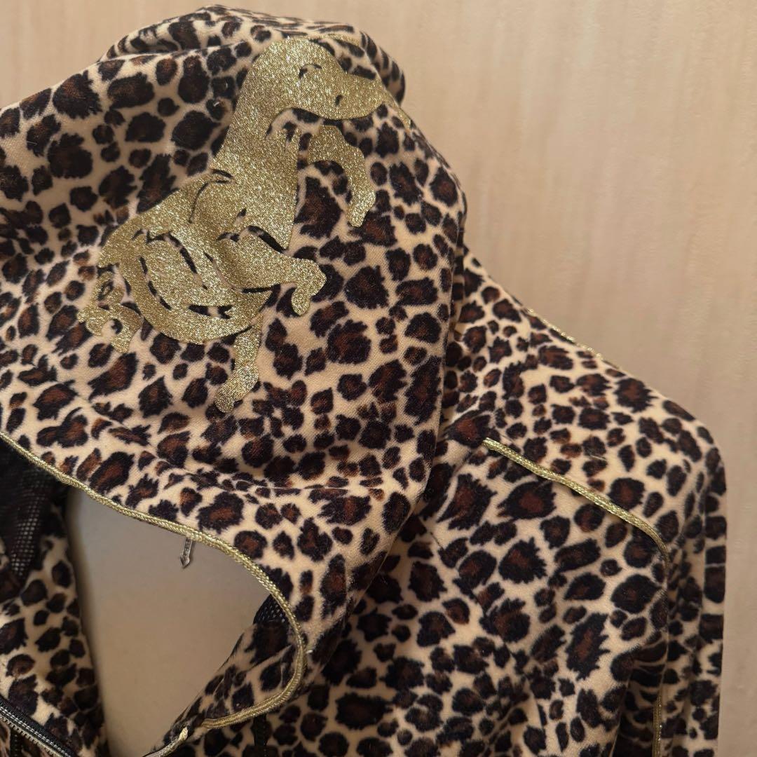 平成ギャル y2k グランジ ヒョウ柄 ベロア フーディ ジップアップ お兄