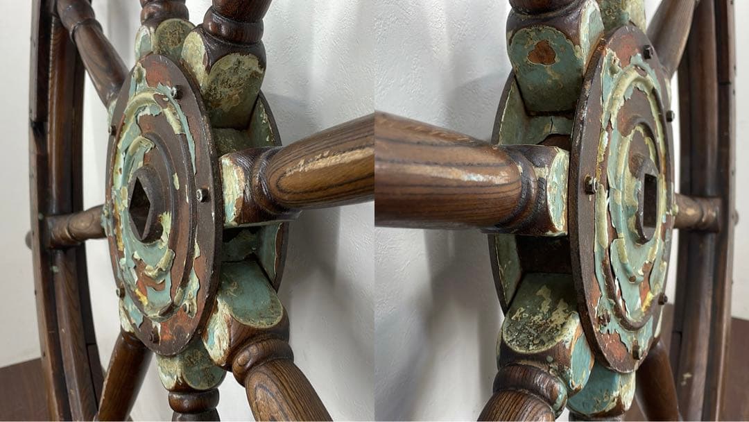 EBK14 船舵 操舵輪 ハンドル オブジェ アンティーク レトロ インテリア