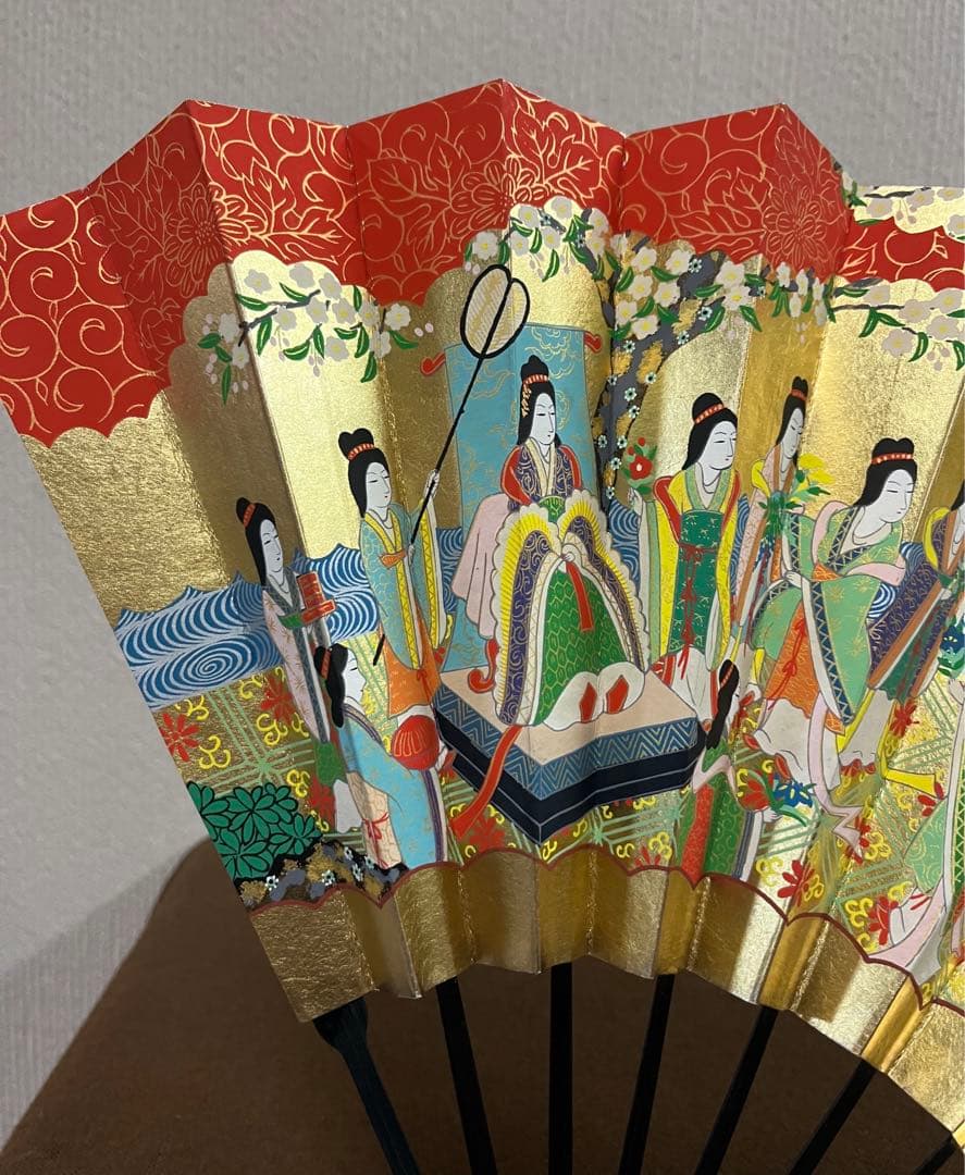 十松屋福井扇舗 鬘扇 朱妻花戦花車 本鬘扇 扇子 能扇 能 狂言 仕舞