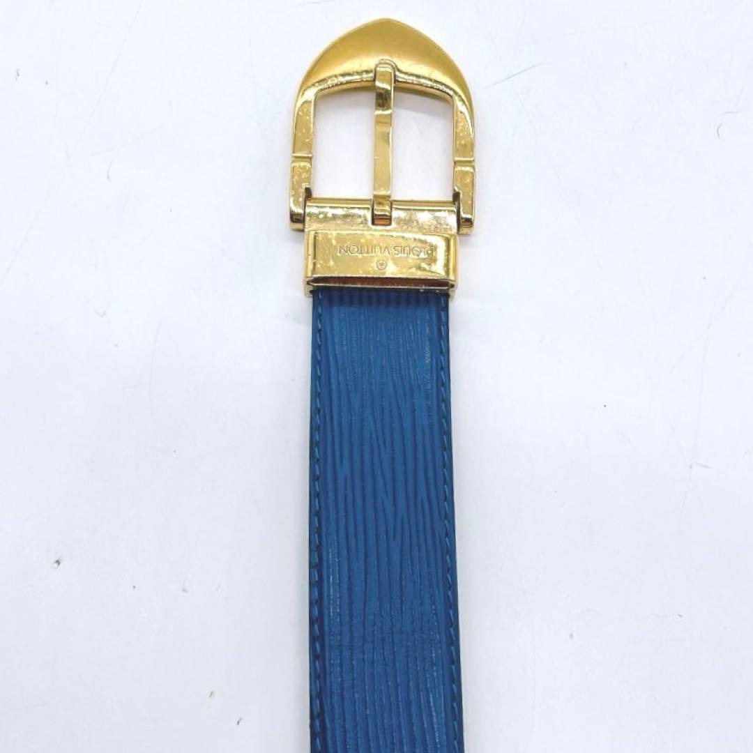 LOUIS VUITTON 全長約90cm エピ サンチュール レザーベルト 青 ルイ