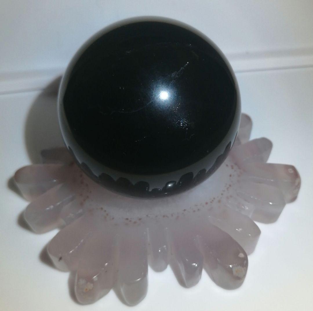 【新品】5.4cm　中玉のモリオンのちょこっと透けてるスフィア