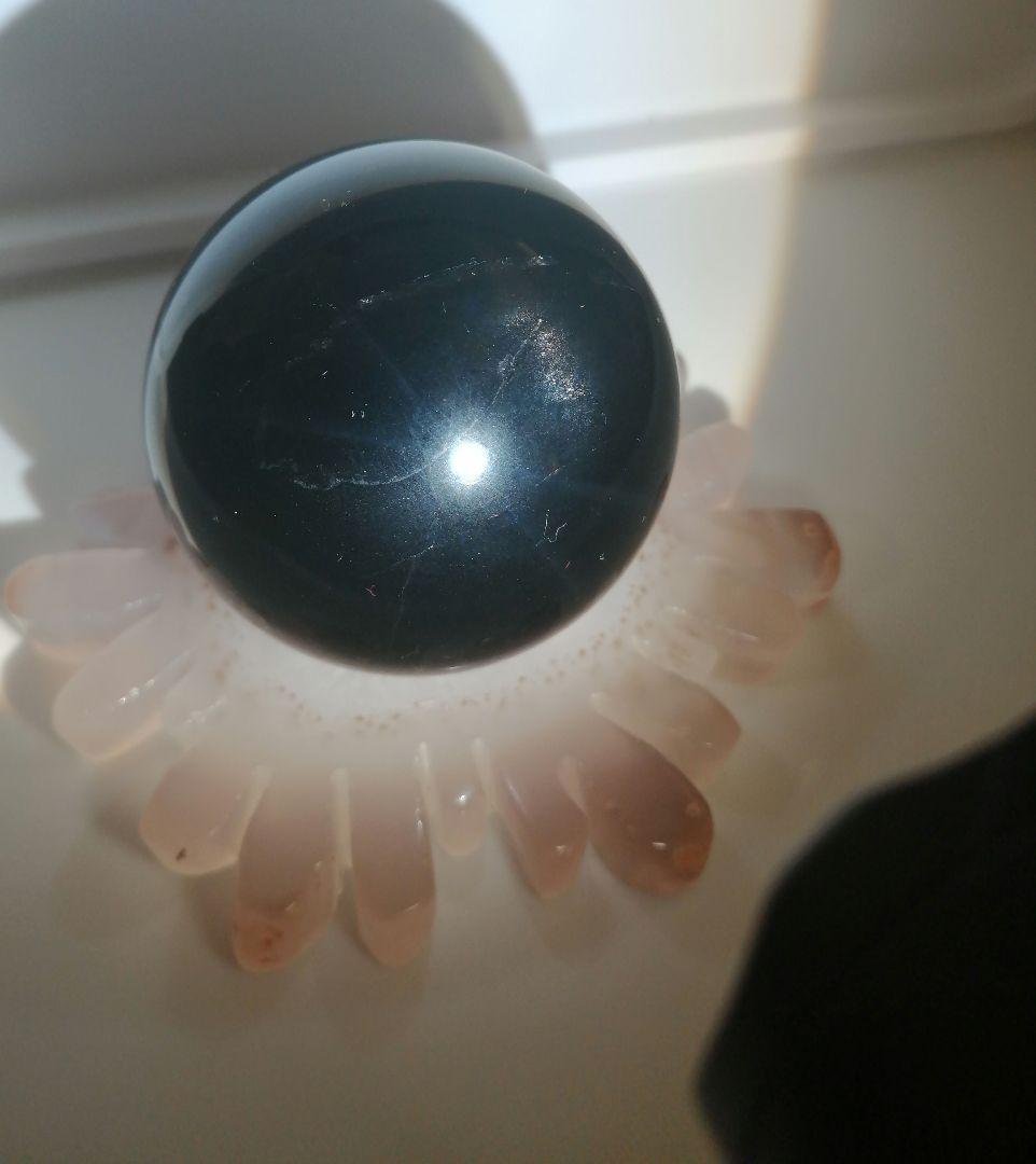 【新品】5.4cm　中玉のモリオンのちょこっと透けてるスフィア