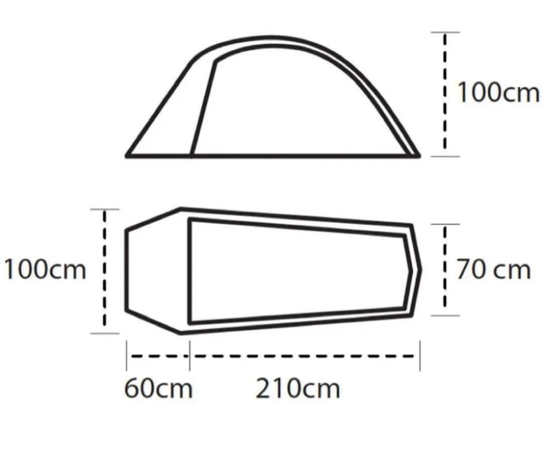 GIPFEL ダークグリーン山岳テント 210cm x 60cm x 100cm