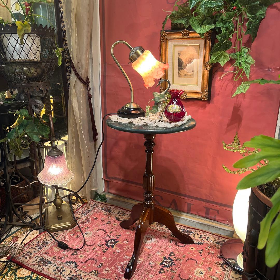 Sale アンティーク　大理石トップ　アクセントスタンド　サイドテーブル　花台 sed/met スタンドサイドテーブル φ250｜大理石×マンゴーウッドの上質