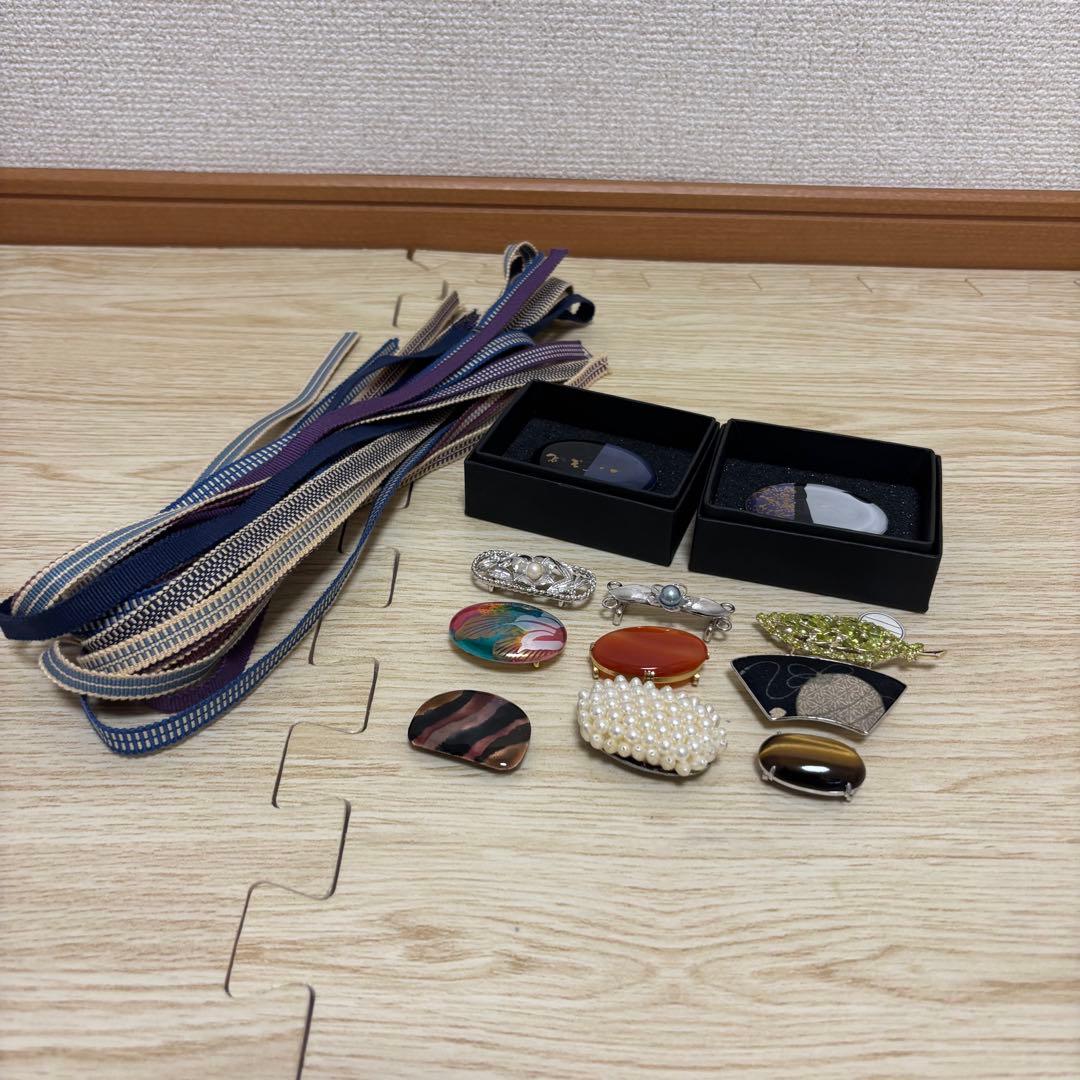 ✨ 新商品 【おまとめ着物】 半幅帯 三分紐 帯留め No.3-2