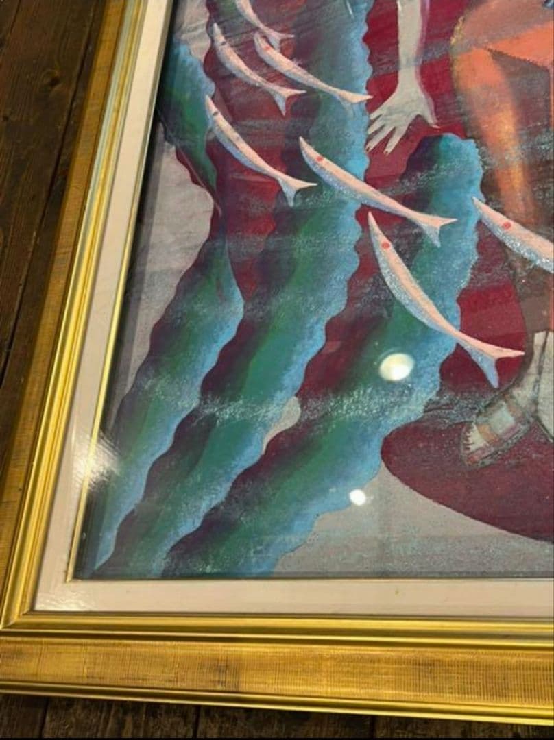 絵画 （大型117cm） 美術品 クラゲ 油絵 日本画 額縁 - triphase.cm