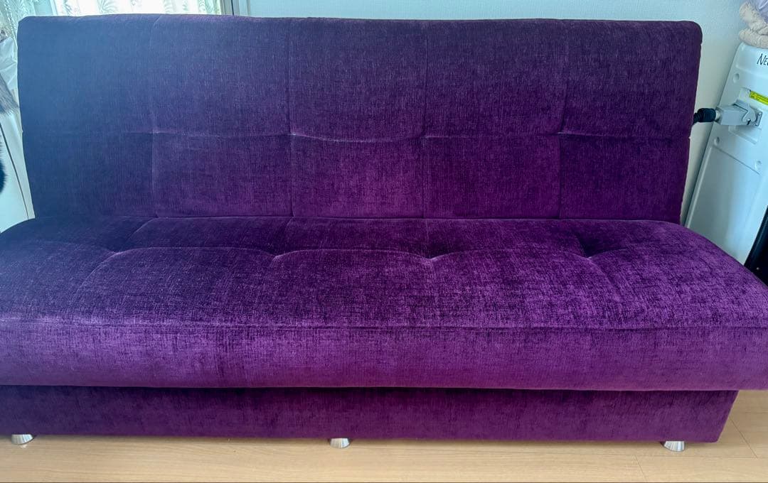 【セール】フランスベッド アルマ セミダブル ソファベット パープル カジュアルなデザインの収納付ソファーベッド「AG-アルマN