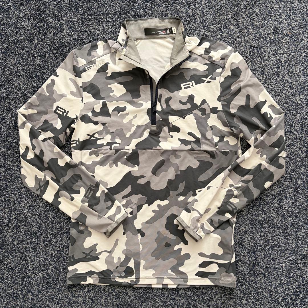 RLX 総柄 迷彩柄 ハーフジップ カットソー ゴルフウェア グレー系 XS