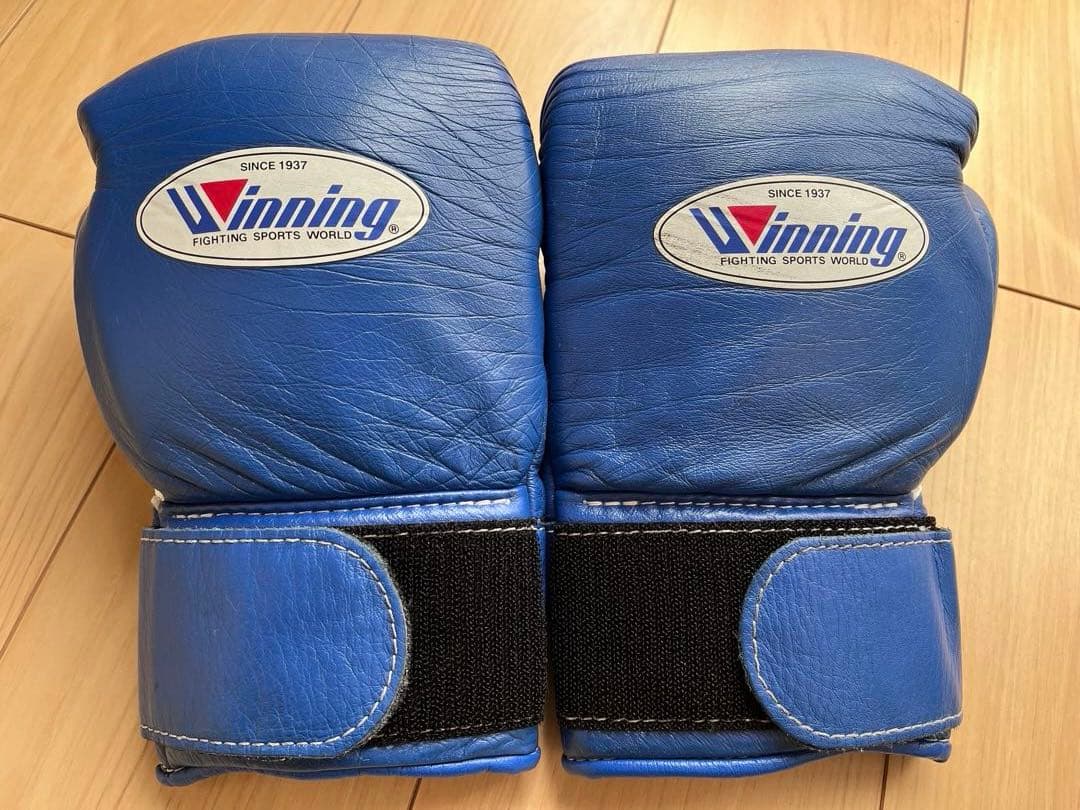 Winning ボクシンググローブ 8oz 青 Winning Boxing Gloves 8oz Blue MS-200B Magic Tape from Japan In