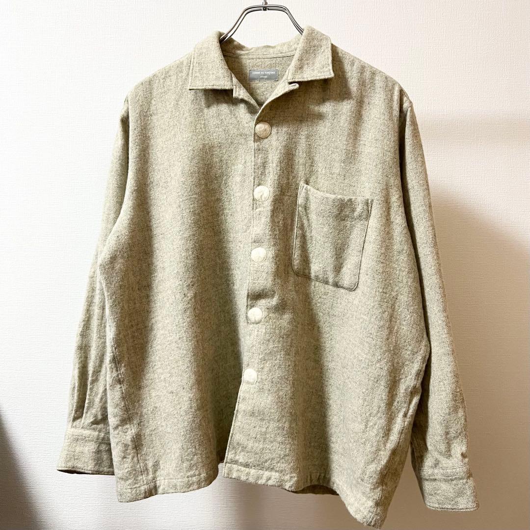 90's コムデギャルソンオム 田中オム 開襟ウールシャツ オフホワイト