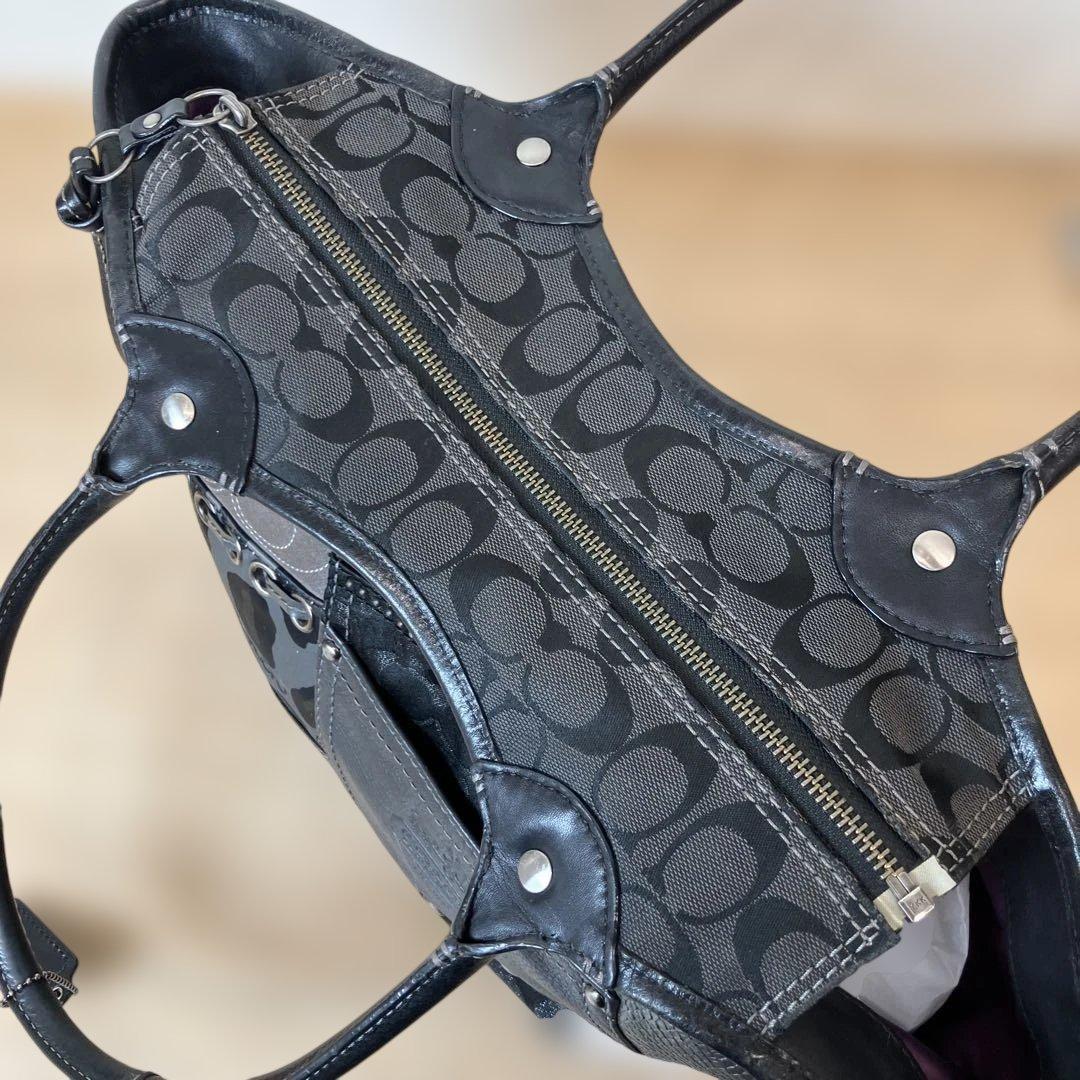 COACH パッチワーク レザー トートバッグ ブラック 保存袋付き - メルカリ