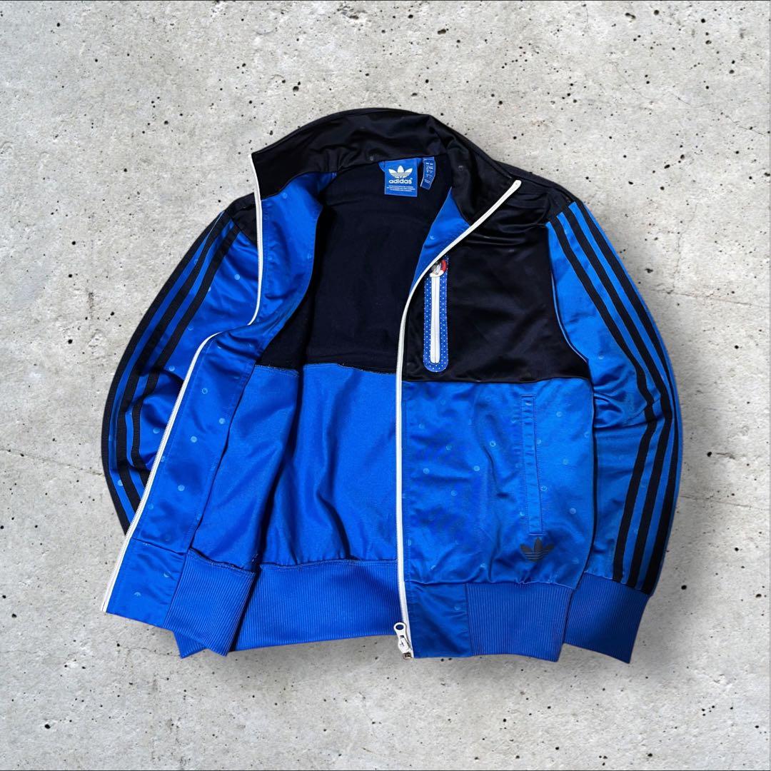 希少 adidas トラックジャケット 青 ドット柄 XS トレフォイルロゴ