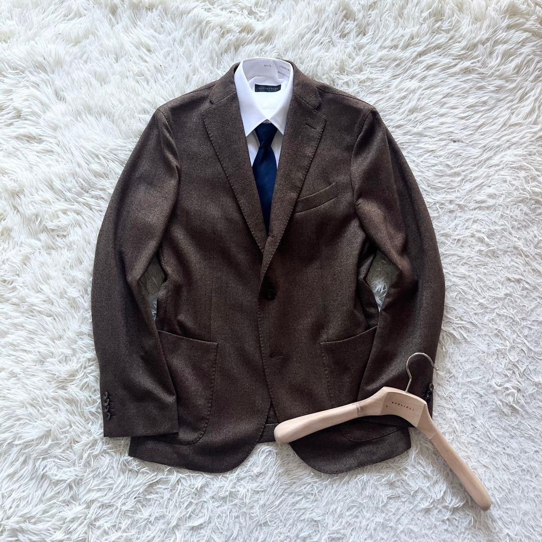 <美品>BOGLIOLI K.JACKET ブラウン ウール ジャケット 48 Garment Dyed Wool K-Jacket in Brown: Luxury Italian Jackets for