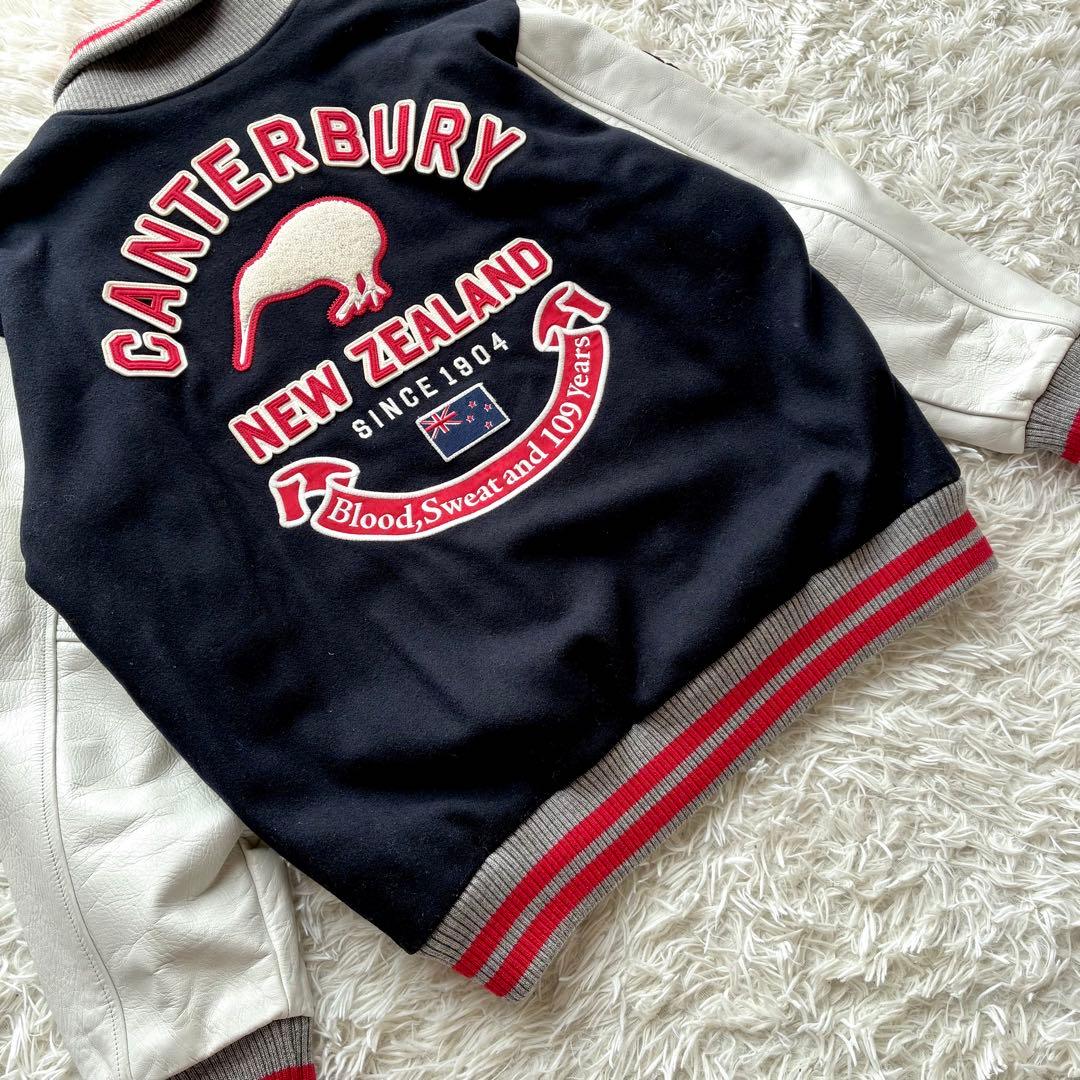 人気 XL】カンタベリー レザー切替 スタジャン キルティング 刺繍 ワッペン