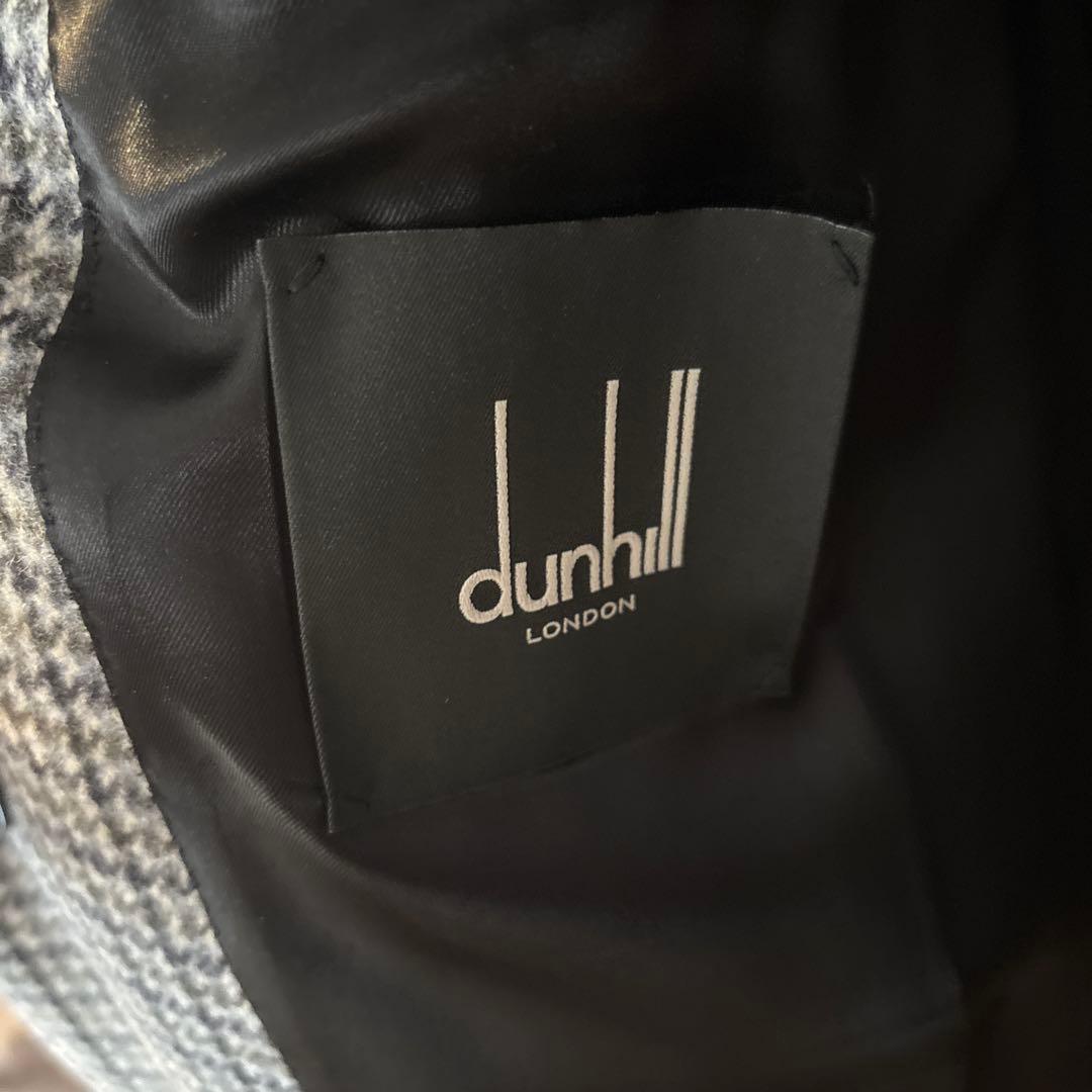 ダンヒル dunhill チェスターコート グレー系 チェック柄