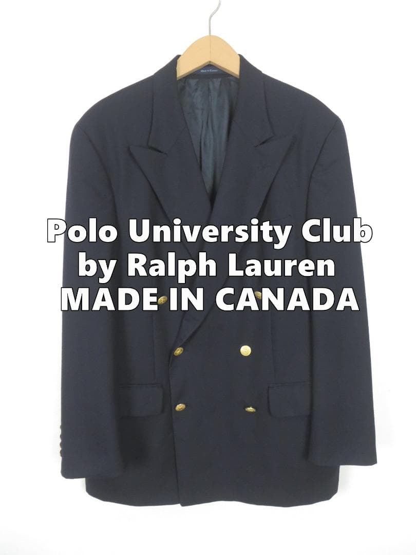 80s～ ポロユニバーシティクラブ カナダ製 ラルフローレン 金ボタン 紺