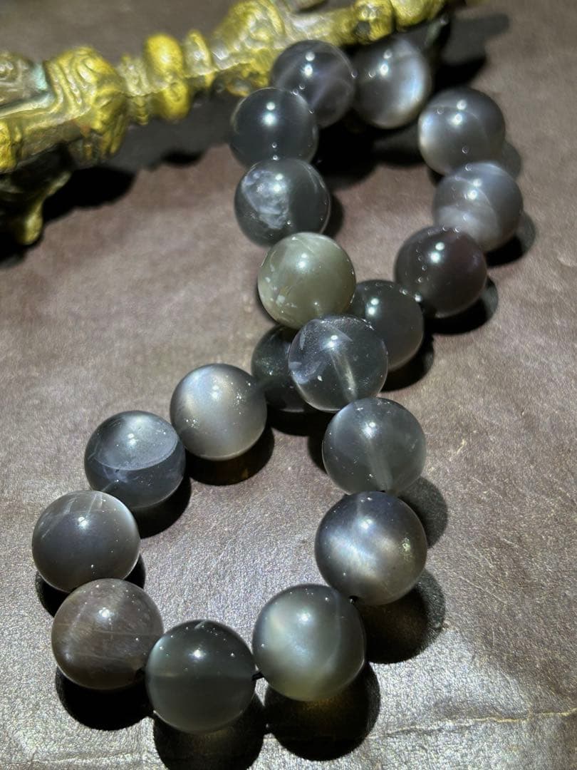 ☆別格高級品！来福開運宝珠⑦！ブラックサンムーンストーン ブレス
