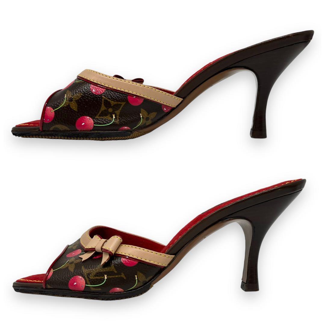 未使用級□ルイヴィトン 村上隆 ミュールサンダル さくらんぼ