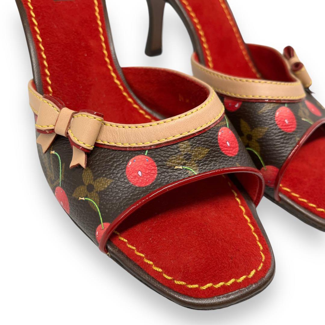 未使用級□ルイヴィトン 村上隆 ミュールサンダル さくらんぼ