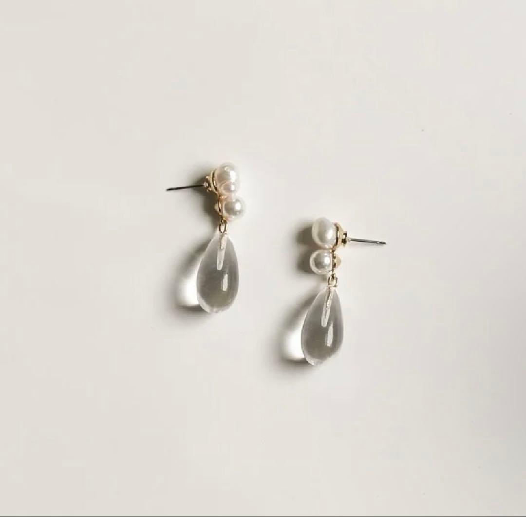 一度のみ着用　美品　A.B. ELLIE glass x pearl drop Glass x Pearl Drop Earrings | Bridal Pearl Earrings | A.B. ELLIE