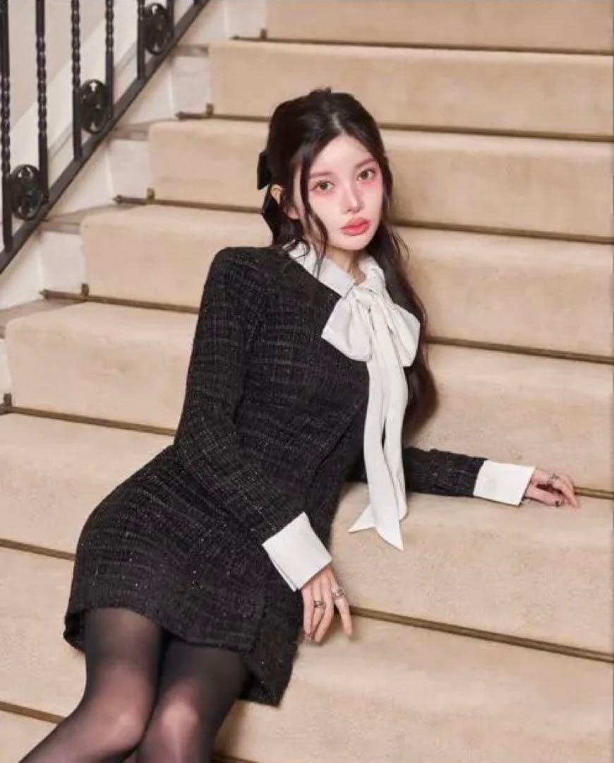 クラシカルボウタイツイードミニワンピース F-L クラシカルボウタイツイードミニワンピース – Darich (ダーリッチ)