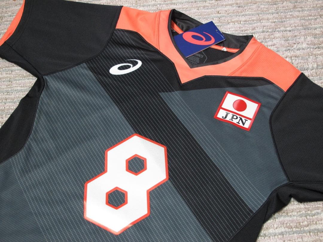 アシックス バレー男子日本代表ユニフォーム 8 柳田将洋 2053A099 黒L