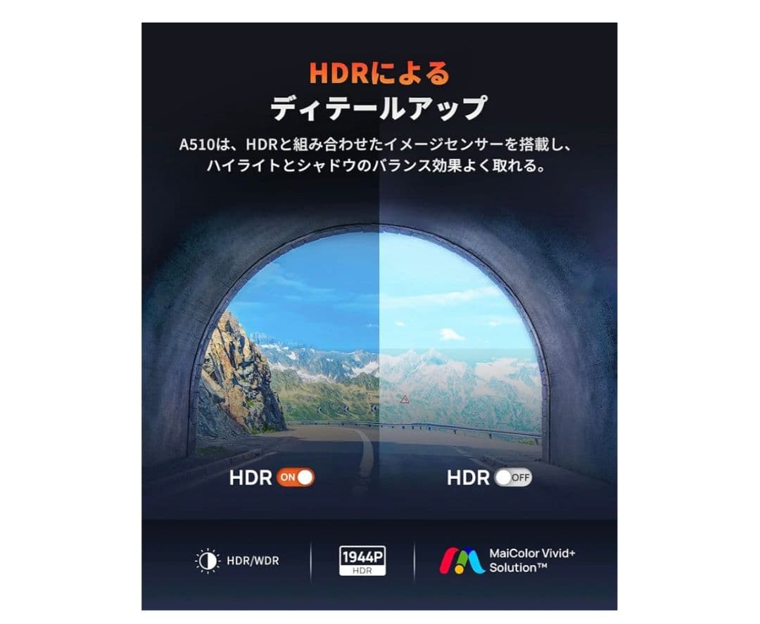 70mai ドライブレコーダー 2.7K + 1080p