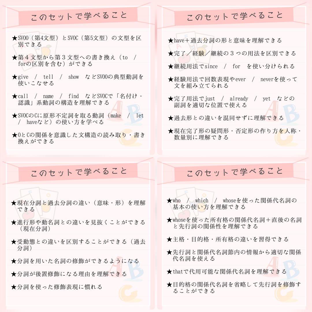 全学年フルパッケージ】単元別英文法カード 中学生 テスト 復習 予習