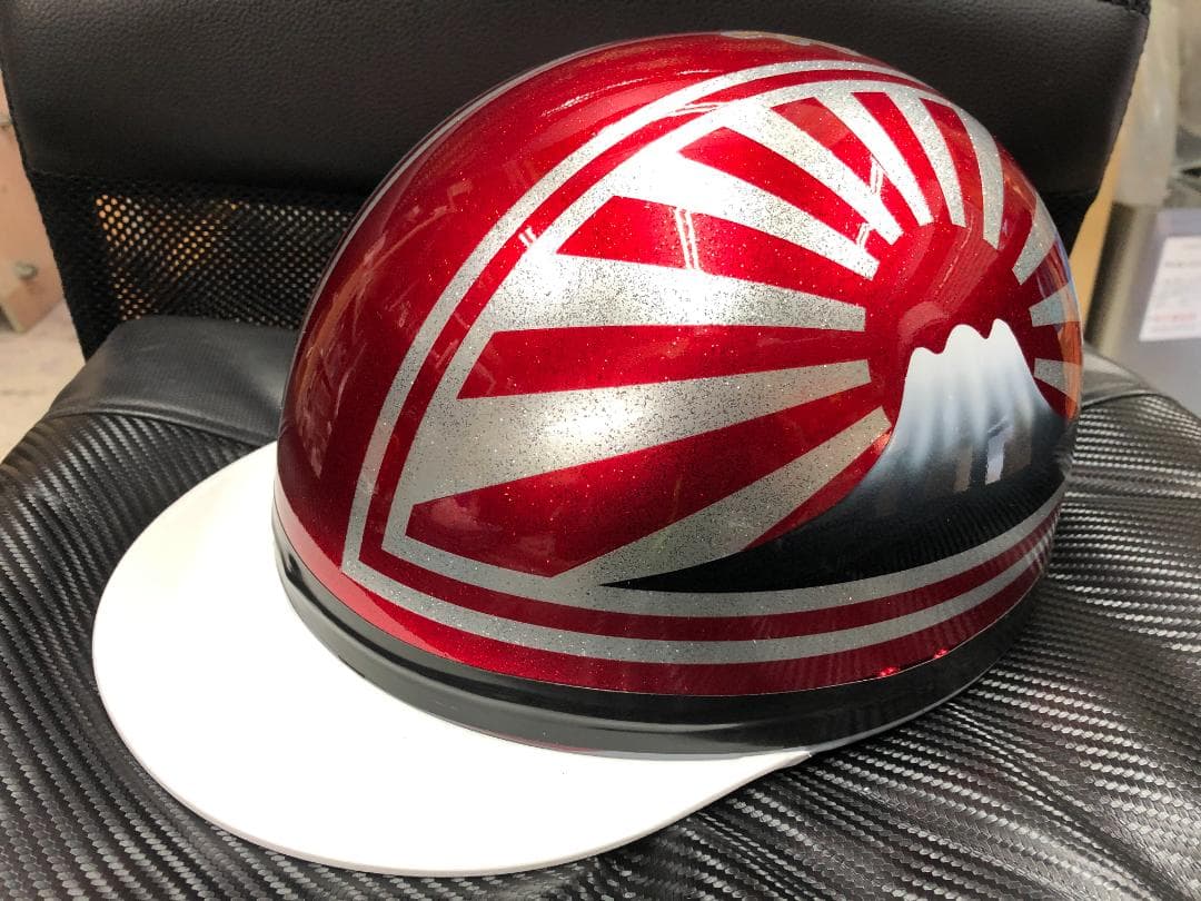 カスタムコルク半 黒✘Candyレッドラップ富士日章 七色ラメ 文字変更