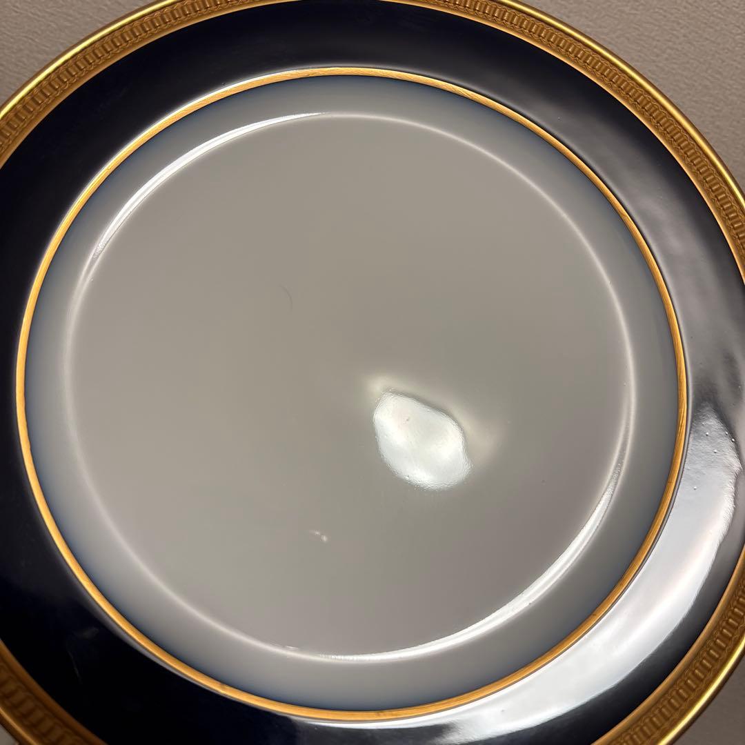 大倉陶園　ロイヤルブルー　瑠璃クラウンエンボス　ディナープレート　25.5cm