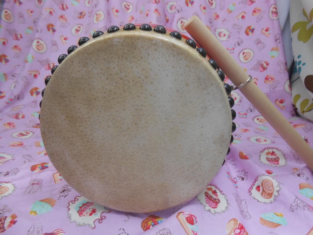 ☆限定未使用(送料無料)12.980円 小太鼓18cm赤いサージ/モス布撥付き