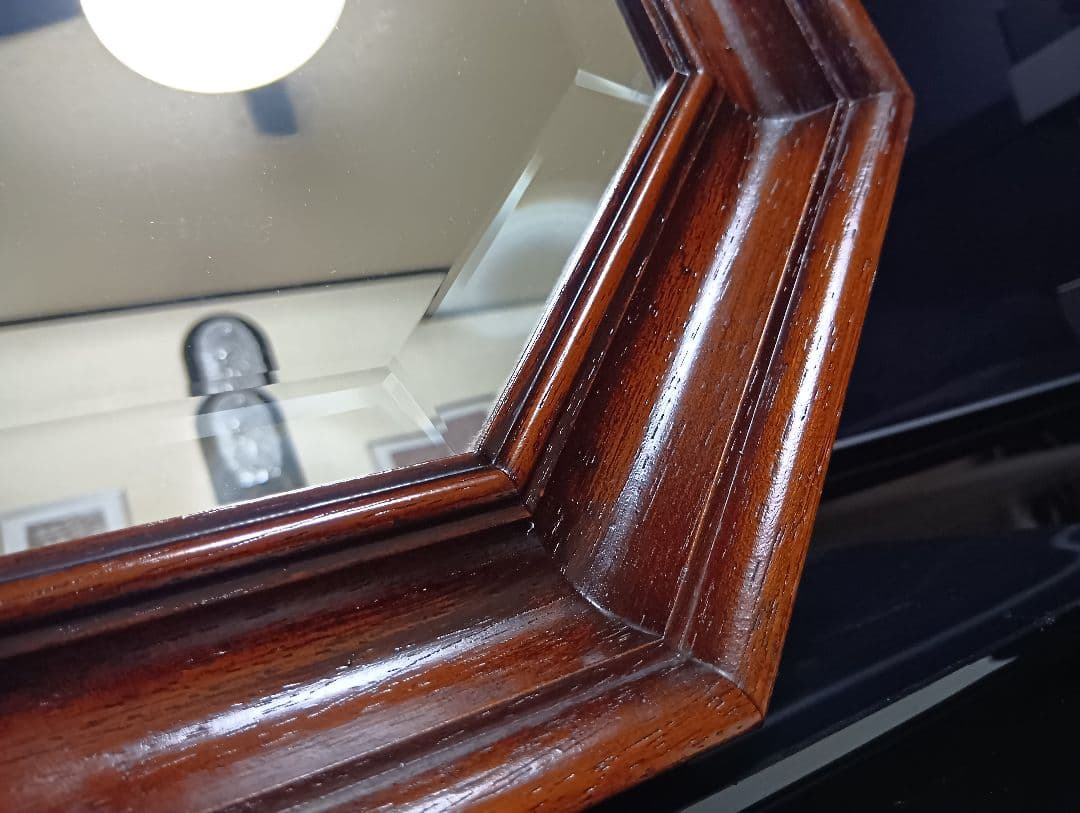 ぴかる 様売約済 イタリア製 無垢木材製 オクタゴン ウォール ミラー