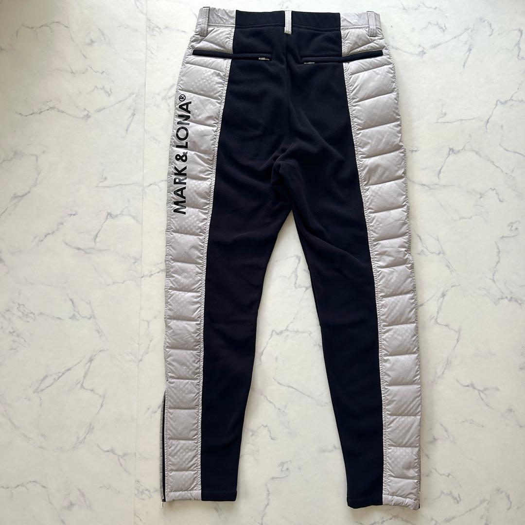 マークアンドロナ ダウン パンツ 2022年 サイドロゴ スカル ドクロ 切替 MARK&LONA（マークアンドロナ） パンツ 黒×白 サイド切替 シリコン