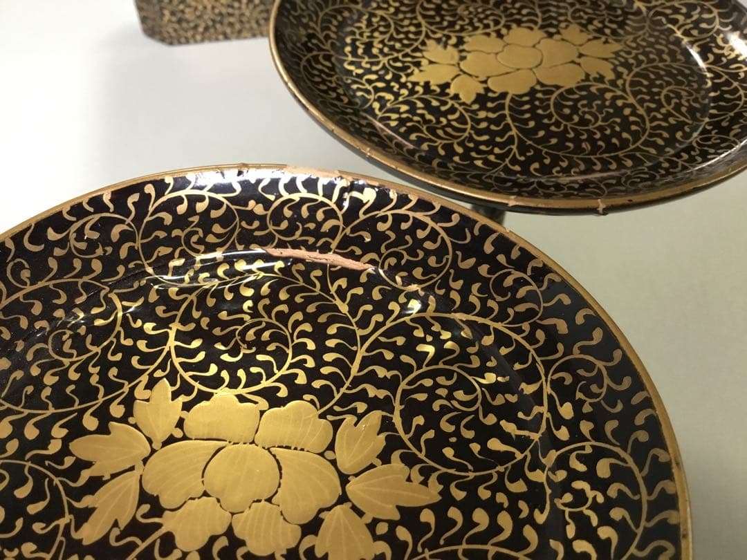 古い雛道具◇極上唐草 / 御膳部揃◇蒔絵 木製 雛人形 ままごと 骨董⑤