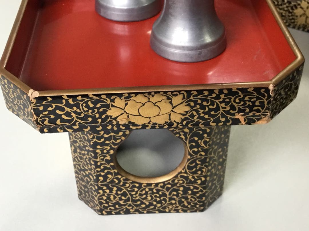 古い雛道具◇極上唐草 / 御膳部揃◇蒔絵 木製 雛人形 ままごと 骨董⑤