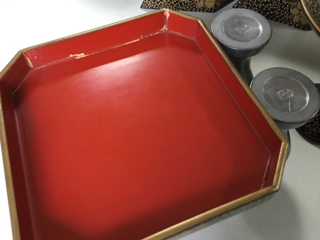 古い雛道具◇極上唐草 / 御膳部揃◇蒔絵 木製 雛人形 ままごと 骨董⑤