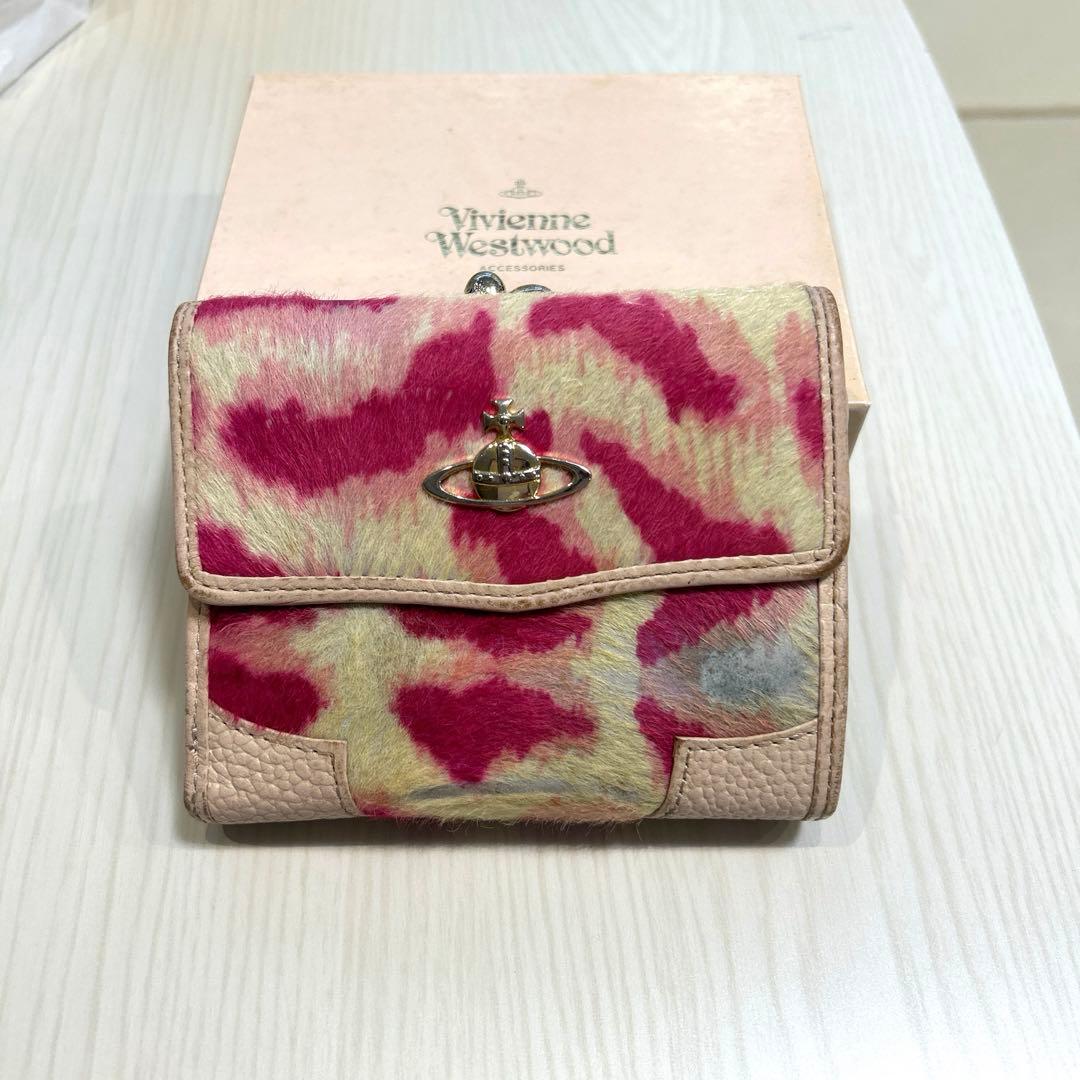 ヴィヴィアンウエストウッド ハラコピンクレオパード 二つ折財布