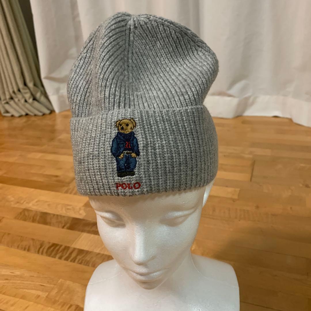 ☆最終価格☆ポロ ラルフローレン ポロベア ニット帽 グレー - メルカリ