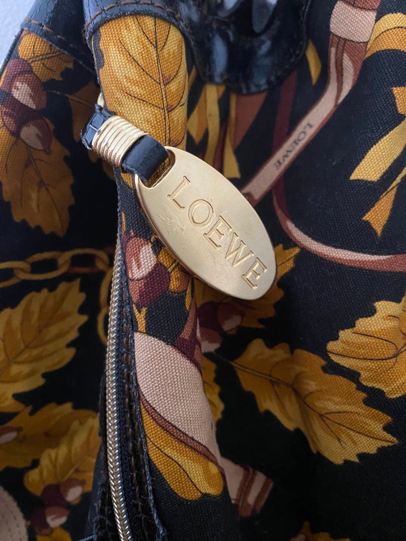 オールドロエベユニセックススカーフ柄巾着バッグリュック