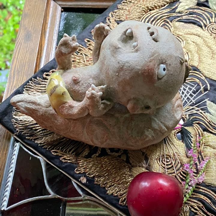 2125様感謝‼️邪気を祓う‼️愛ある作家コワかわフィギュリン「かみなりぼうや」一体