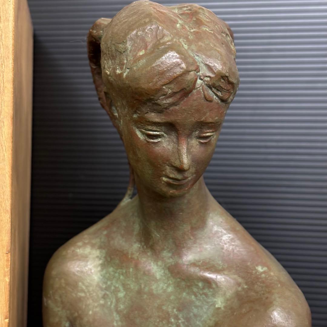 特大 約80cm 彫刻家 恵藤健一 少女立像 ブロンズ 裸婦像 オブジェ 美術品