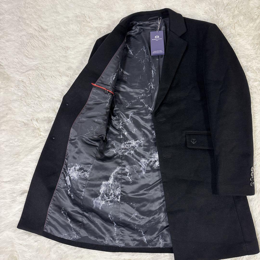 未使用 ROBERT CAVANI カシミヤ100 チェスターコート ブラック