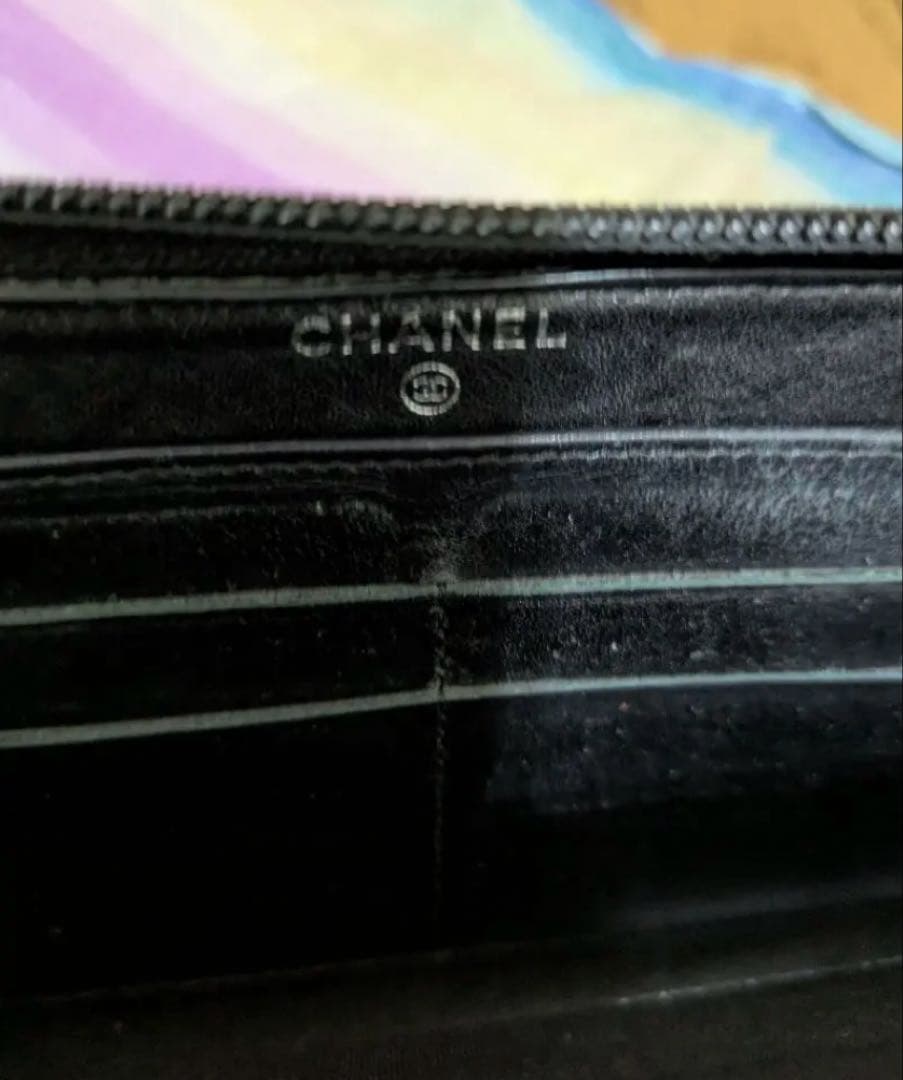 CHANEL ビコローレ ラウンドジップ 長財布 ヴィンテージ ギャランティ付