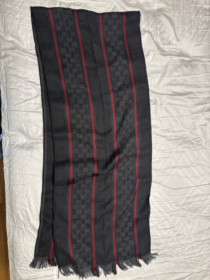 GUCCI 黒 ストライプ マフラー GUCCI（グッチ） マフラー 570603 3G200 3GB18 レディース GGロゴ