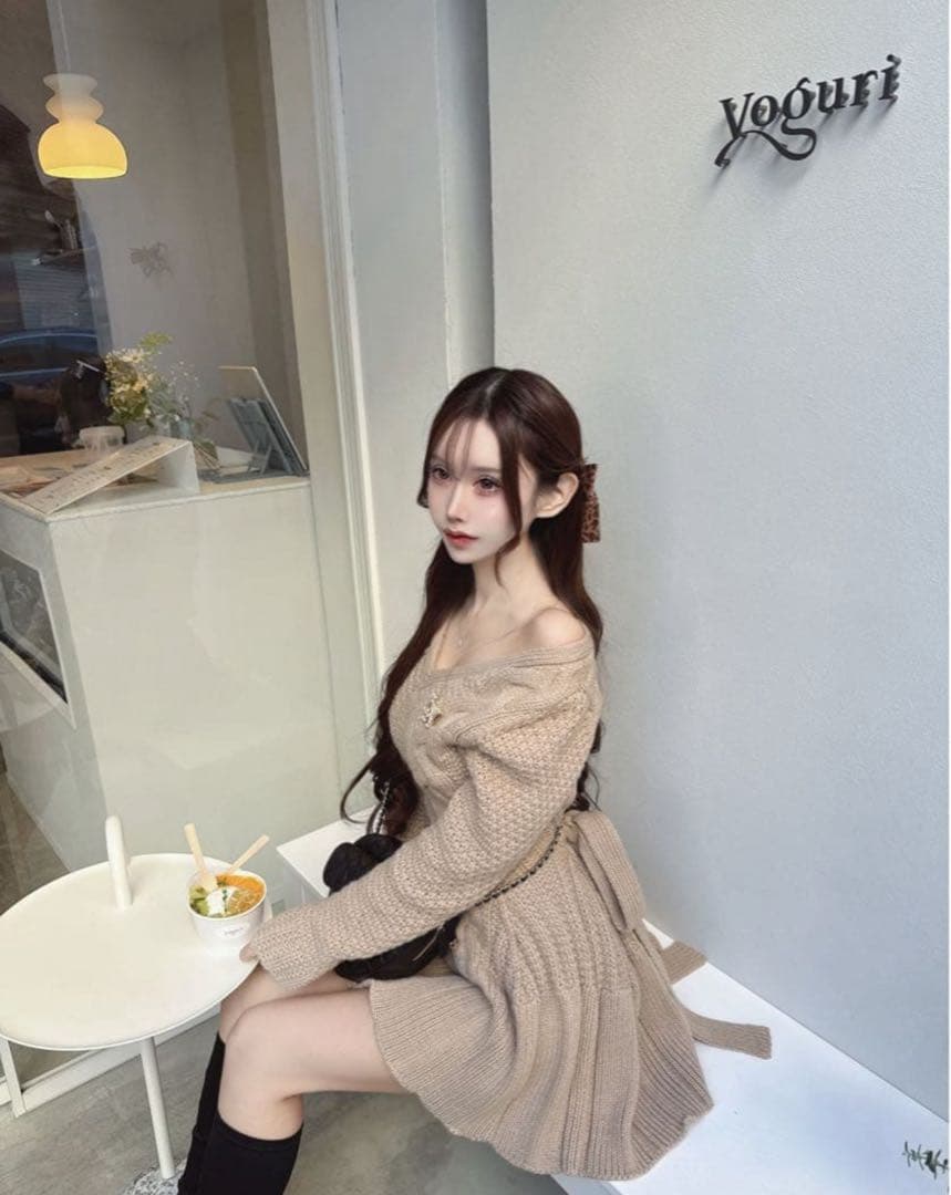 Lumignon ♥ Cable knit ribbon flare dress