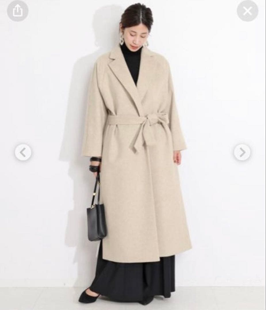 VERMEIL par IENA サイドスリットロングコート　アイボリー VERMEIL par iena（ヴェルメイユパーイエナ）の「カシミヤ混ビーバー