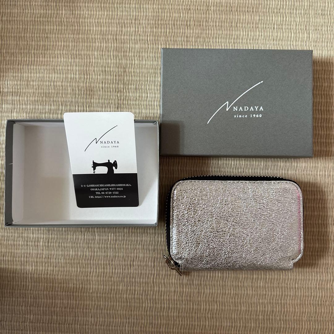 NADAYA シルバー 折り財布 財布 レディース 二つ折り財布 本革 ラウンドファスナー ドット 女性