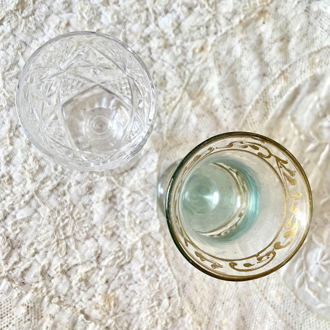 新春アンティーク福袋⑤カップ&ソーサー&タイル2枚&グラス2客&