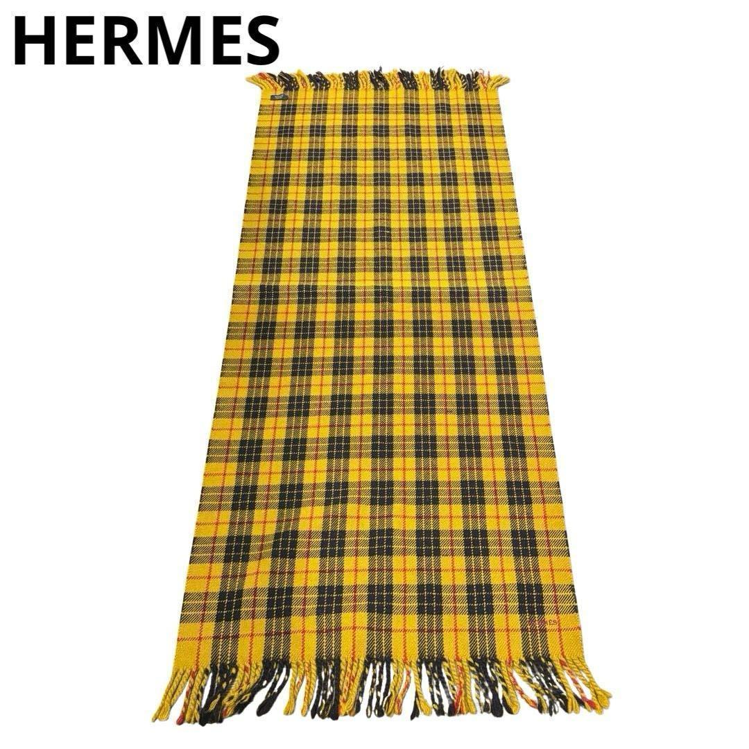 【入手困難】エルメス ひざ掛け ブランケット タータンチェック ウール 2M66 HERMES エルメス ひざ掛け ブランケット タータンチェック ウール100