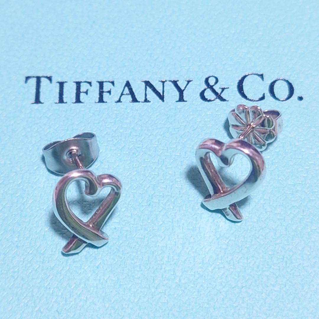 未使用に近い ティファニー ピアス ラビングハート シルバー 925 両耳